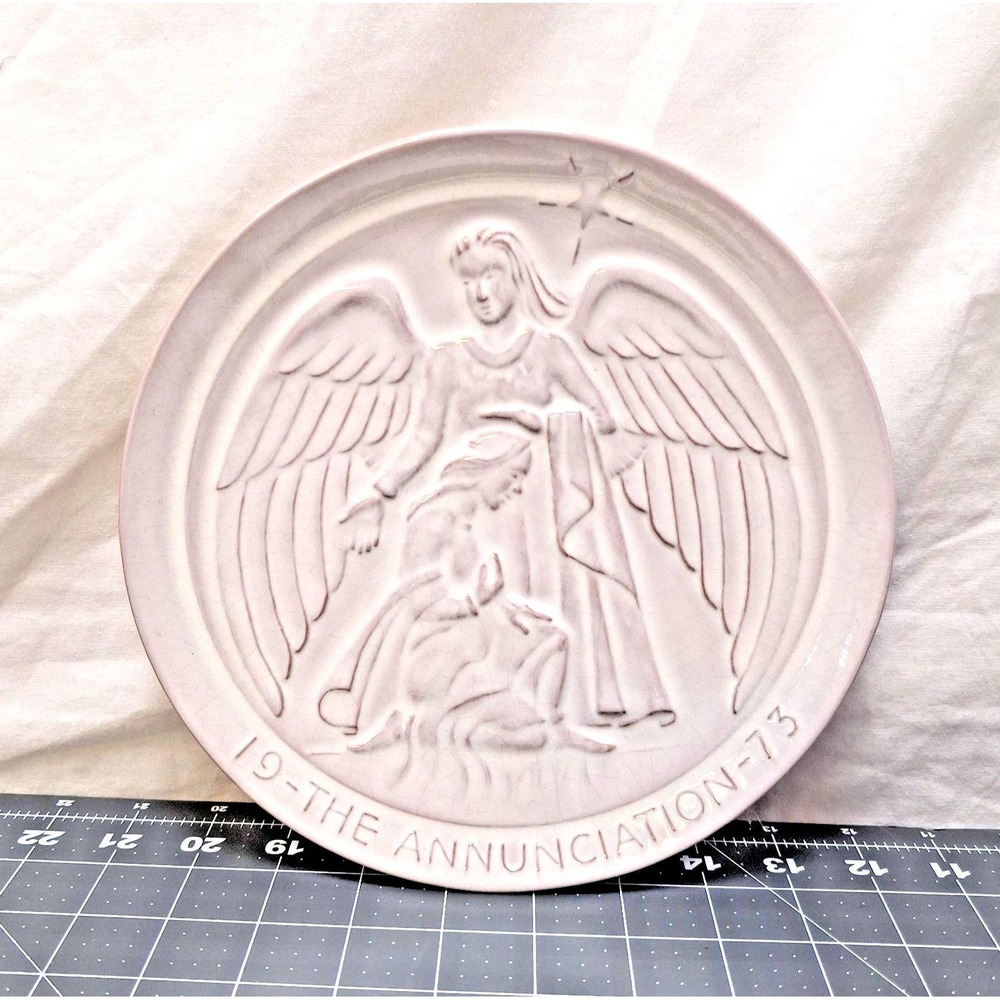 Frankoma Pottery The Annunciation 1973 Christmas Plate Signed John Frank